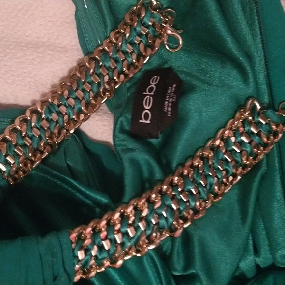 BeBe Elegant Chain Halter Backless Silky Sheer Dress - Picture 10 of 10